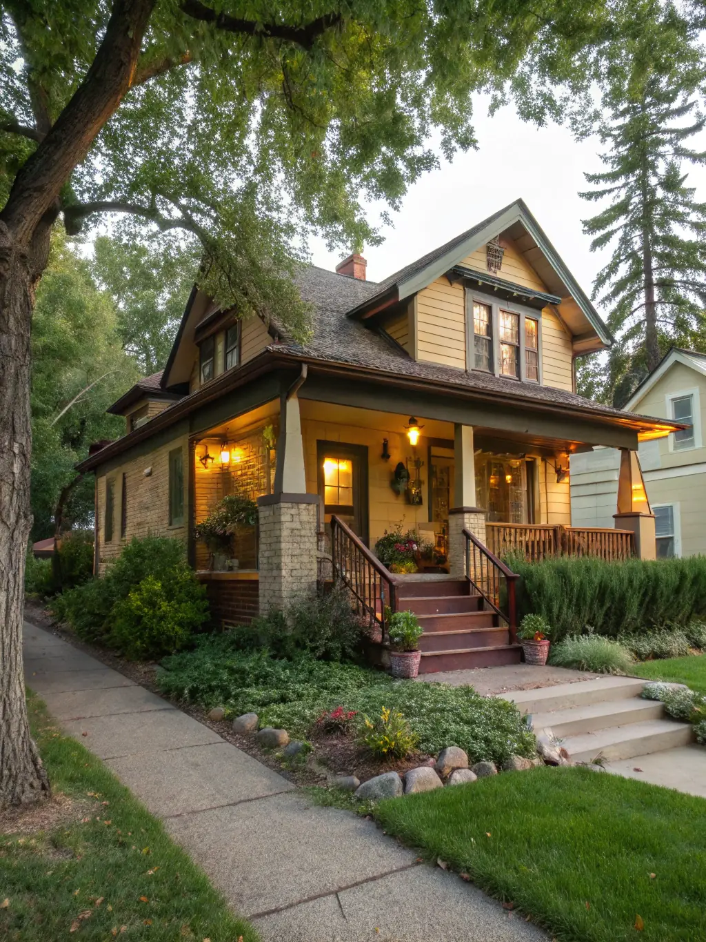 A wide shot of an elegant front porch in Richmond Hill, featuring decorative railings and custom steps, enhancing the curb appeal of the home, built by GeorgianDeck.com.